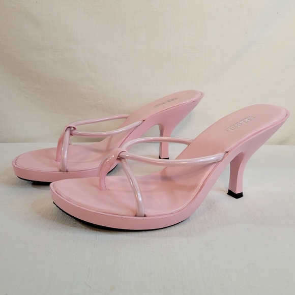 Splash Shoes - Splash: Pastel Pink Strap Minimalist Kitten Heeled Sandal Heels Barbie Core
